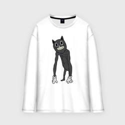 Женский лонгслив oversize хлопок Cartoon Cat Мультяшный кот