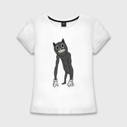 Женская футболка хлопок Slim Cartoon Cat Мультяшный кот