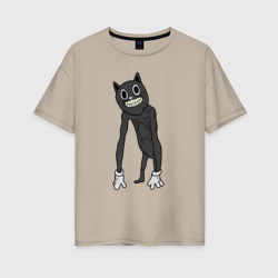 Женская футболка хлопок Oversize Cartoon Cat Мультяшный кот