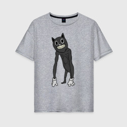 Женская футболка хлопок Oversize Cartoon Cat Мультяшный кот