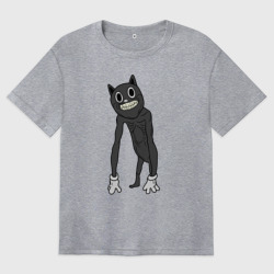 Женская футболка хлопок Oversize Cartoon Cat Мультяшный кот