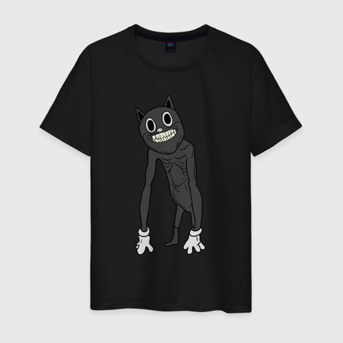 Мужская футболка хлопок Cartoon Cat Мультяшный кот, цвет черный