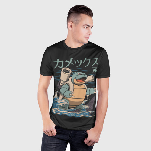 Мужская футболка 3D Slim с принтом Бластозавр, фото на моделе #1