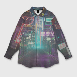 Мужская рубашка oversize 3D Neon Tokyo