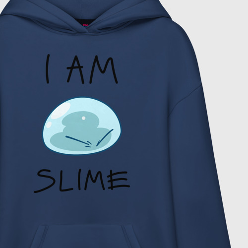 Худи SuperOversize хлопок I am slime, цвет темно-синий - фото 3