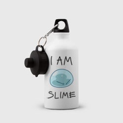 Бутылка с принтом I am slime для ребенка, вид на модели спереди №2. Цвет основы: белый