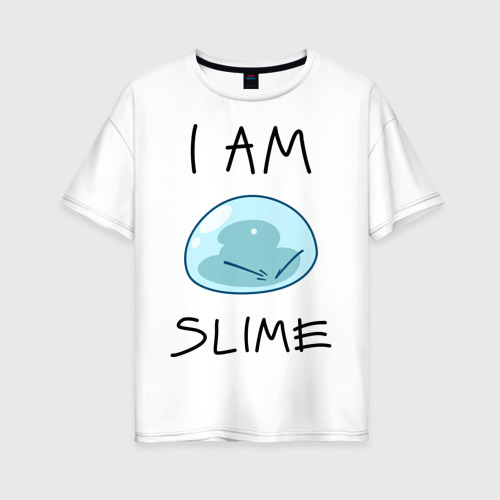 Женская футболка хлопок Oversize I am slime, цвет белый