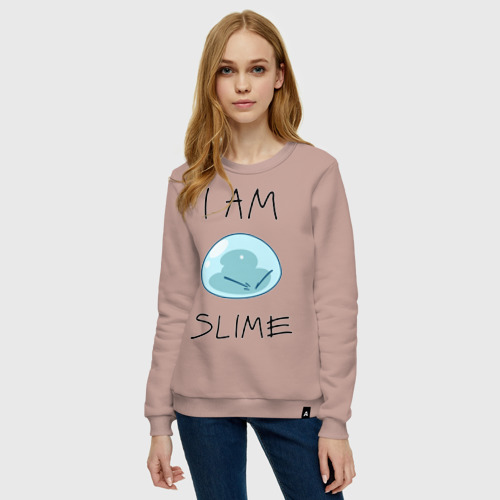 Женский свитшот хлопок I am slime, цвет пыльно-розовый - фото 3