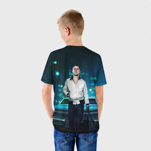 Детская футболка 3D с принтом Райан Гослинг драйв, вид сзади #2