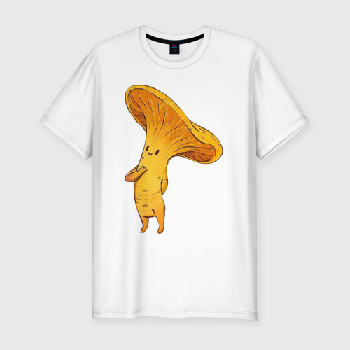 Мужская приталенная футболка из хлопка с принтом Лисичка, вид спереди №1