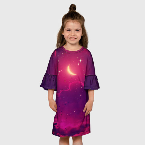 Детское платье 3D с принтом СКАЗОЧНАЯ НОЧЬ 2 КРАСНЫЙ, вид сбоку #3