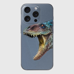 Чехол для iPhone 15 Pro Max силиконовый с защитой камеры Хищный динозавр Dino