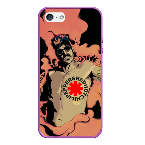 Чехол для iPhone 5/5S матовый Red Hot chili peppers Ред Хот чили пепперс, цвет фиолетовый