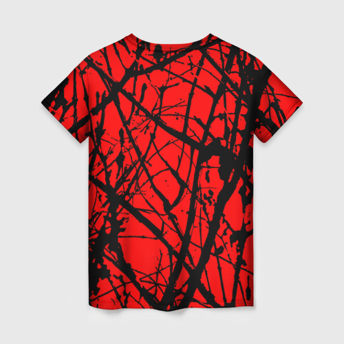 Женская футболка 3D с принтом Хоррор Мрачный лес, вид сзади #1