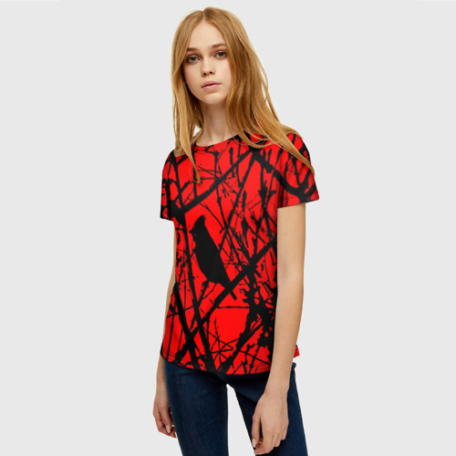 Женская футболка 3D с принтом Хоррор Мрачный лес, фото на моделе #1