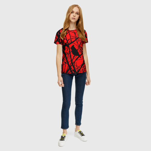 Женская футболка 3D с принтом Хоррор Мрачный лес, вид сбоку #3