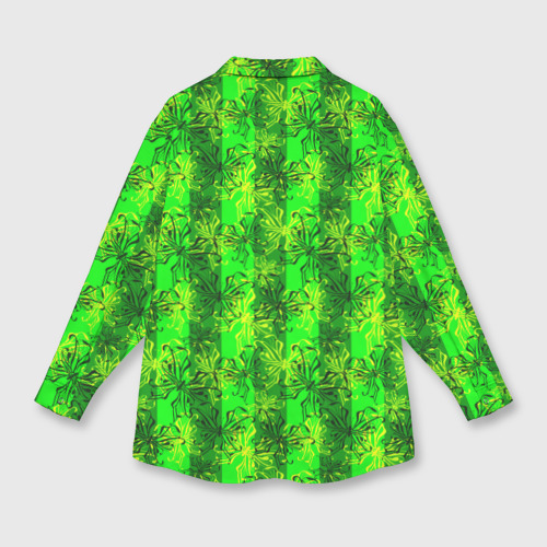 Мужская рубашка oversize 3D с принтом Ярко зеленый полосатый узор с бабочками, вид сзади #1