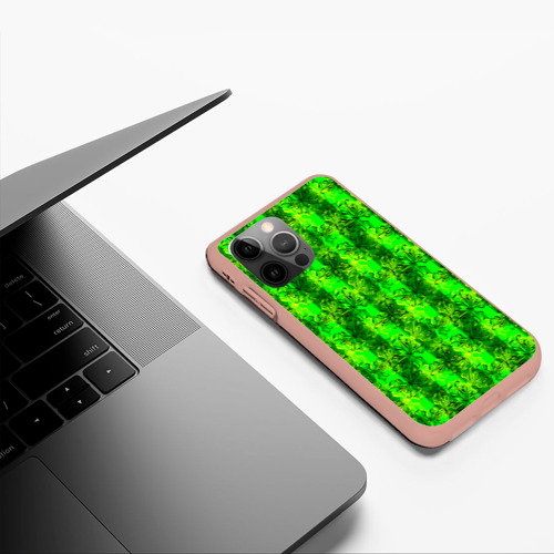 Чехол для iPhone 12 Pro Max с принтом Ярко зеленый полосатый узор с бабочками, фото #5