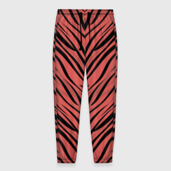 Мужские брюки 3D Полосатый тигровый узор черные полосы на коралловом фоне