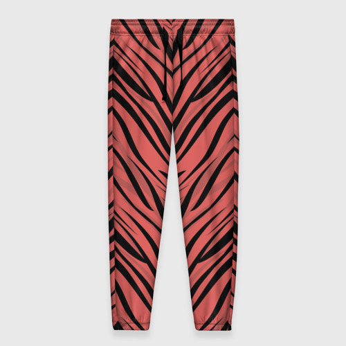 Женские брюки 3D с принтом Полосатый тигровый узор черные полосы на коралловом фоне, вид спереди #2