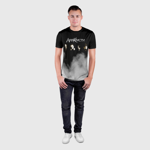 Мужская футболка 3D Slim с принтом Агата Кристи группа, вид сбоку #3