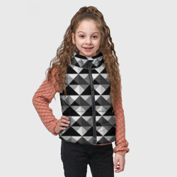 Детский жилет утепленный 3D Современный геометрический черно белый узор - фото 2