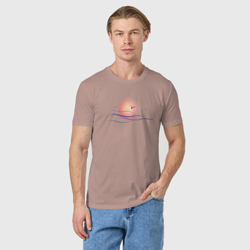 Мужская футболка хлопок Солнечный шар, цвет пыльно-розовый - фото 3