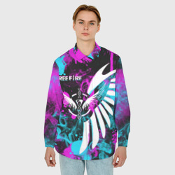 Мужская рубашка oversize 3D Free fire neon - фото 2