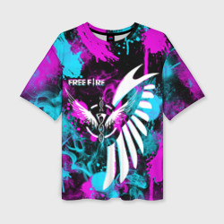 Женская футболка oversize 3D Free fire neon