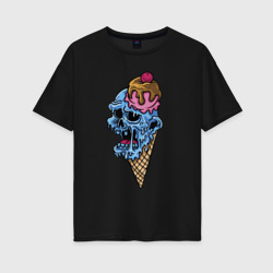 Женская футболка хлопок Oversize Horror ice cream