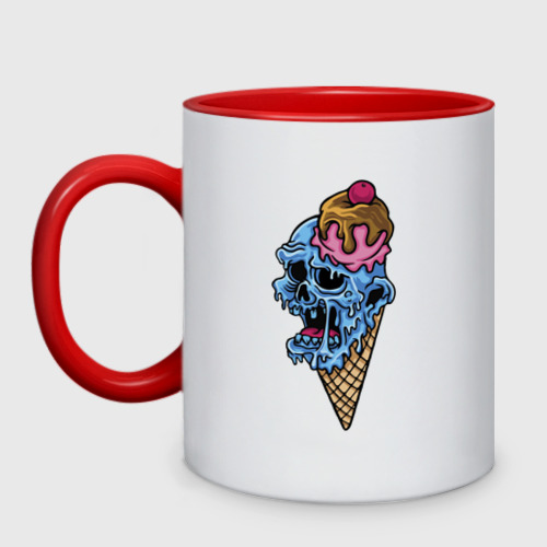 Кружка двухцветная с принтом Horror ice cream, вид спереди #2