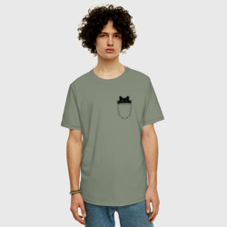 Мужская футболка хлопок Oversize Кот в кармане - фото 2