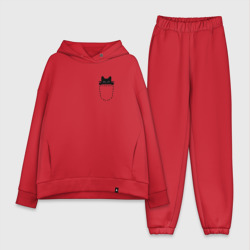 Женский костюм хлопок Oversize Кот в кармане