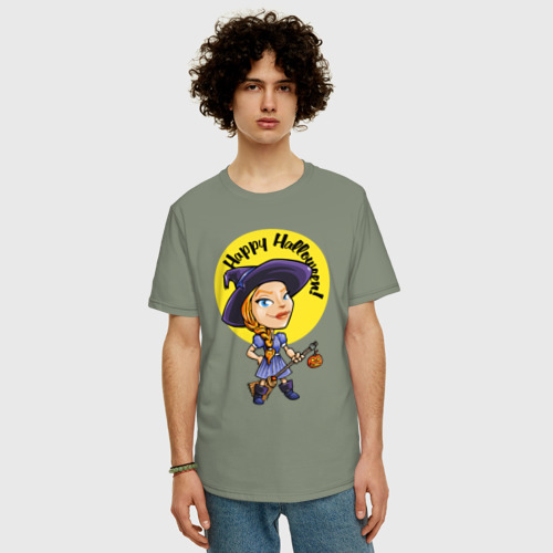 Мужская футболка хлопок Oversize с принтом Beauty witch, фото на моделе #1