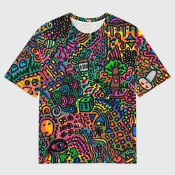 Женская футболка oversize 3D Кислотные узоры психоделика