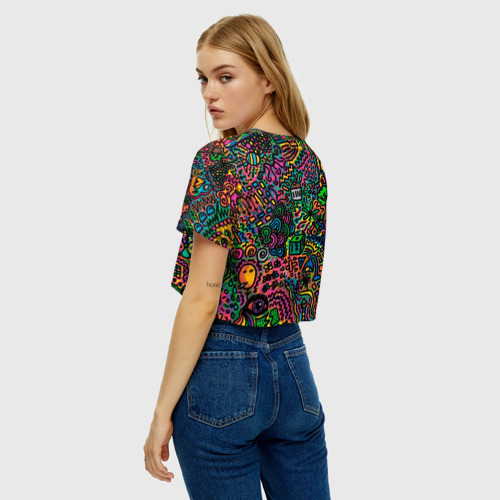 Женская футболка Crop-top 3D Кислотные узоры психоделика, цвет 3D печать - фото 5