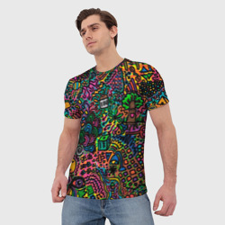 Мужская футболка 3D Кислотные узоры психоделика - фото 2