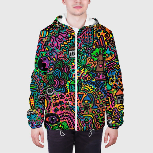Мужская куртка 3D Кислотные узоры психоделика, цвет 3D печать - фото 4