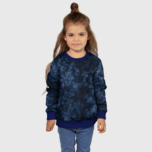 Детский свитшот 3D с принтом Темно-синяя текстура камня, фото #4