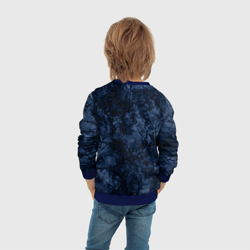 Детский свитшот 3D с принтом Темно-синяя текстура камня, вид сзади #2