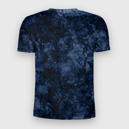 Мужская футболка 3D Slim с принтом Темно-синяя текстура камня, вид сзади #1