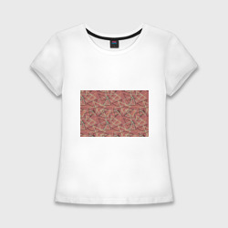 Женская футболка хлопок Slim Терракотовый геометрический узор треугольники