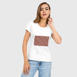 Женская футболка хлопок Slim Терракотовый геометрический узор треугольники - фото 2
