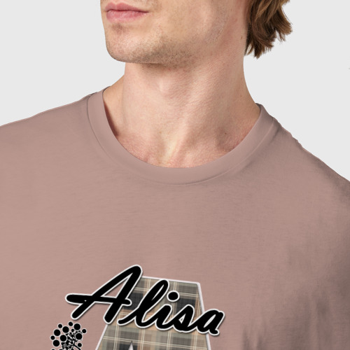 Мужская футболка хлопок Алфавит имя Алиса, цвет пыльно-розовый - фото 6