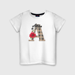 Алфавит имя Алиса – Детская футболка хлопок с принтом купить со скидкой в -20%