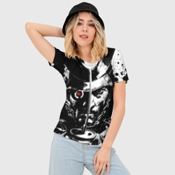 Женская футболка 3D Slim Самурай чб Лого +спина - фото 2