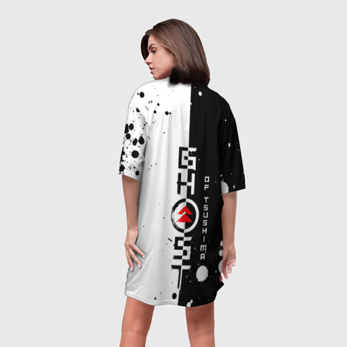 Платье-футболка 3D Самурай чб Лого +спина, цвет 3D печать - фото 4