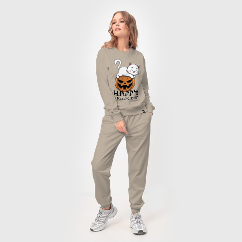 Женский костюм хлопок с принтом Kitten & Pumpkin, фото на моделе #1