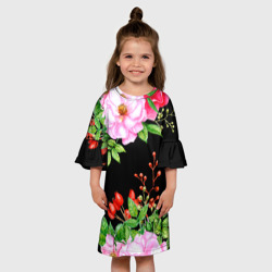 Детское платье 3D Цветущий шиповник на черном - фото 2