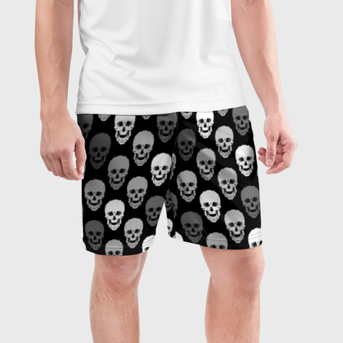 Мужские шорты спортивные Черно-белый готические черепа, цвет 3D печать - фото 3